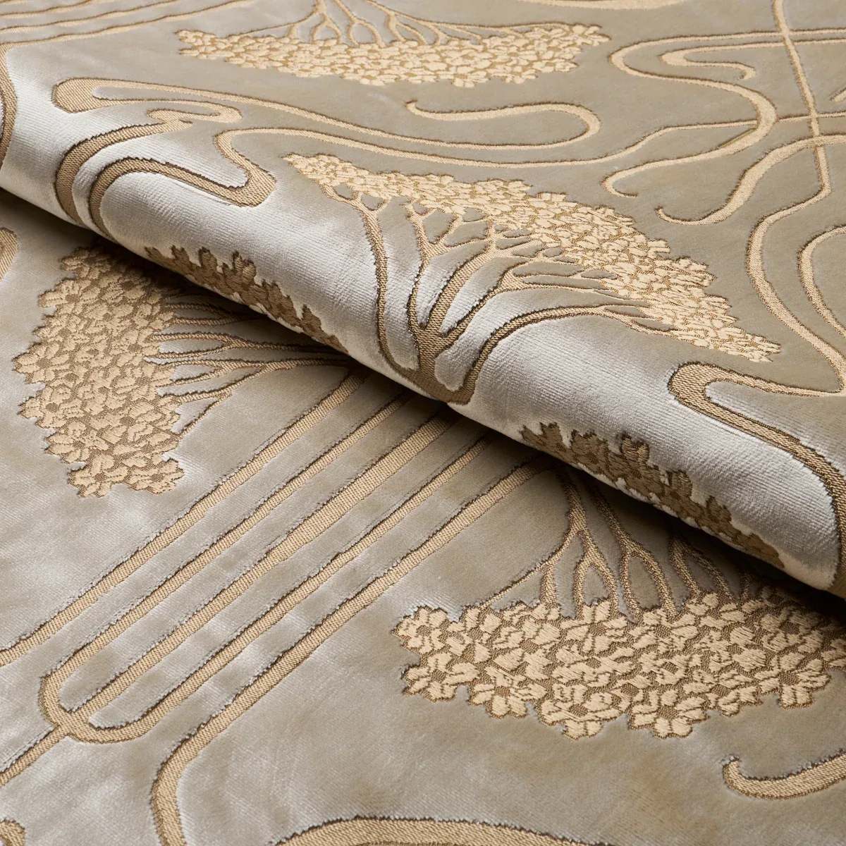 OMBELLI JACQUARD VELVET Fabric – FAWN | Schumacher | Wallpap OMBELLI JACQUARD VELVET fabric FAWN color by Schumacher