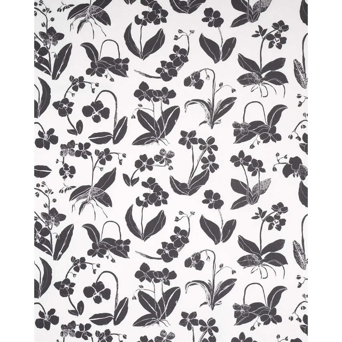 ORCHIDS HAVE DREAMS Fabric – SOFT BLACK | Schumacher | Wallp ORCHIDS HAVE DREAMS fabric SOFT BLACK color by Schumacher