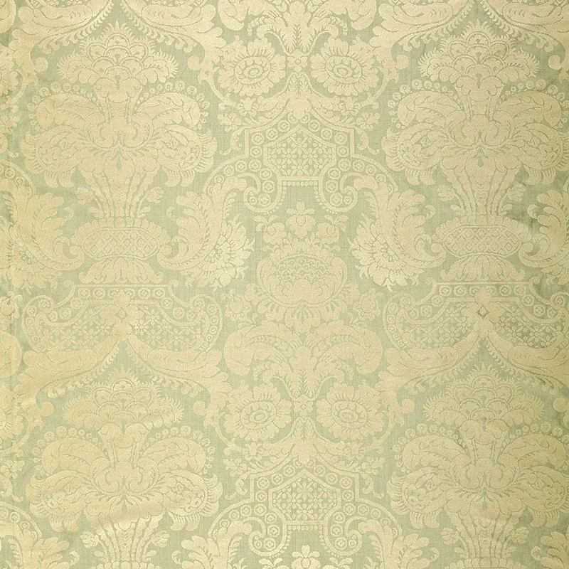 PADOVA DAMASK PRINT fabric SEA GLASS color by Schumacher