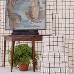PAINTERLY WINDOWPANE Fabric – BROWN | Schumacher | Wallpaper PAINTERLY WINDOWPANE fabric BROWN color by Schumacher