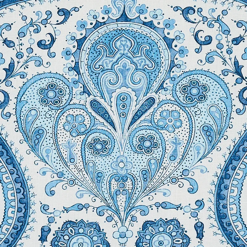 PAISLEY COURT Fabric – BLUE | Schumacher | Wallpaper Twins PAISLEY COURT fabric BLUE color by Schumacher
