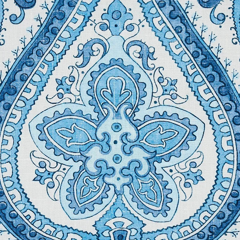 PAISLEY COURT Fabric – BLUE | Schumacher | Wallpaper Twins PAISLEY COURT fabric BLUE color by Schumacher