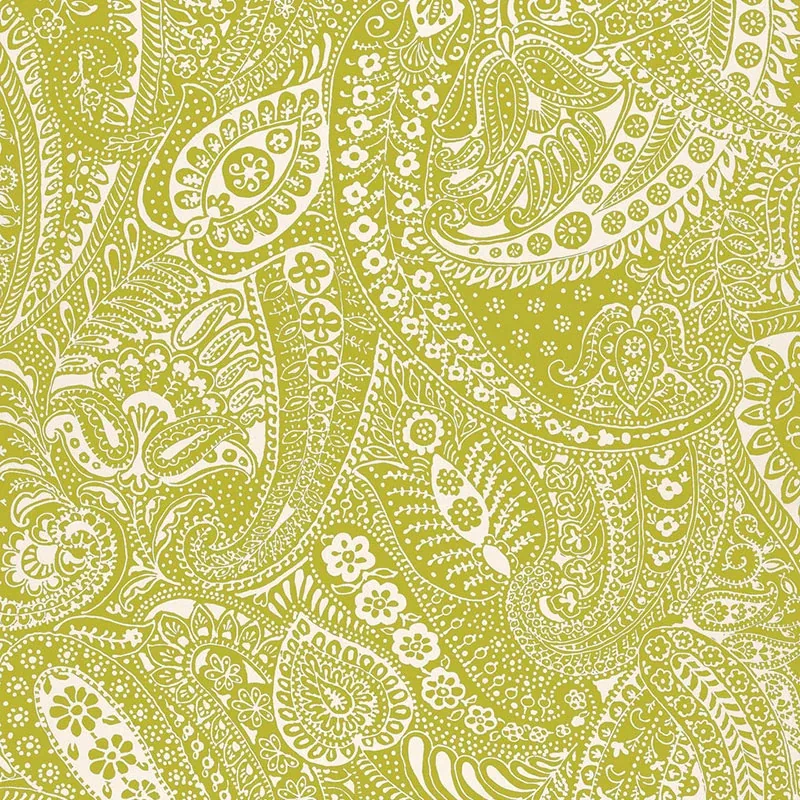 PAISLEY PRINT fabric SOFT CHARTREUSE color by Schumacher