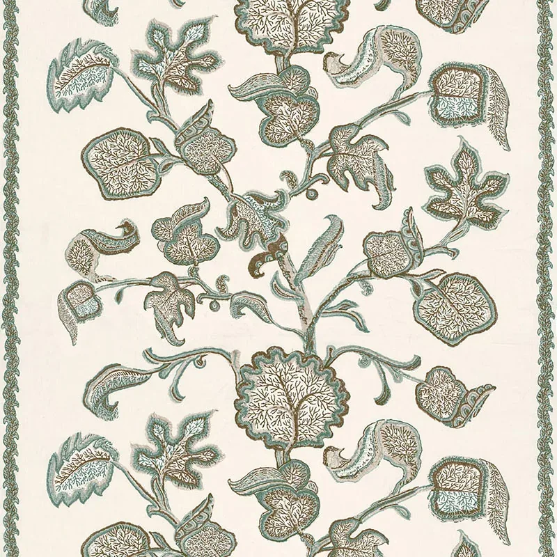 PALAMPORE BLOCK PRINT fabric TEAL color by Schumacher