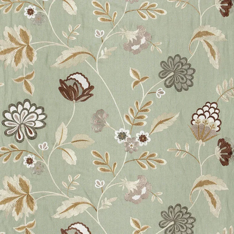 Palampore Embroidery fabric MINERAL color by Schumacher