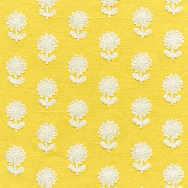 Paley Embroidery fabric YELLOW color by Schumacher
