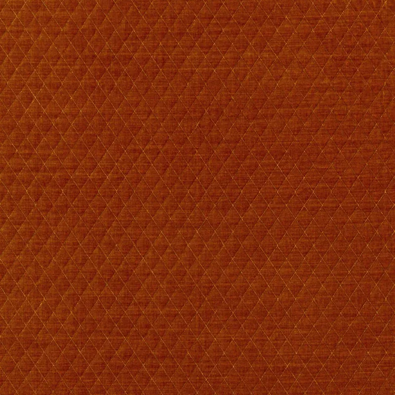 PALEY QUILTED VELVET fabric CHINESE ORANGE color by Schumacher