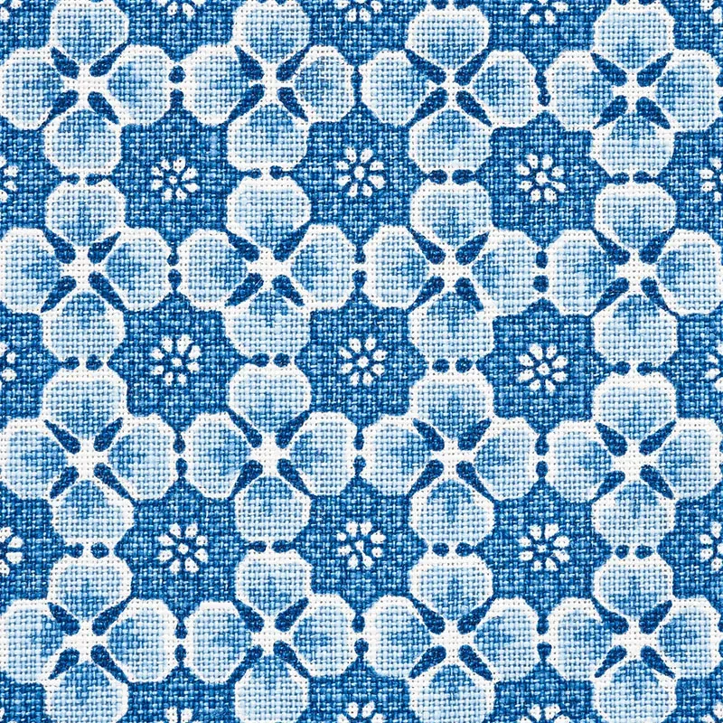 PALISADES FLORET fabric INDIGO color by Schumacher