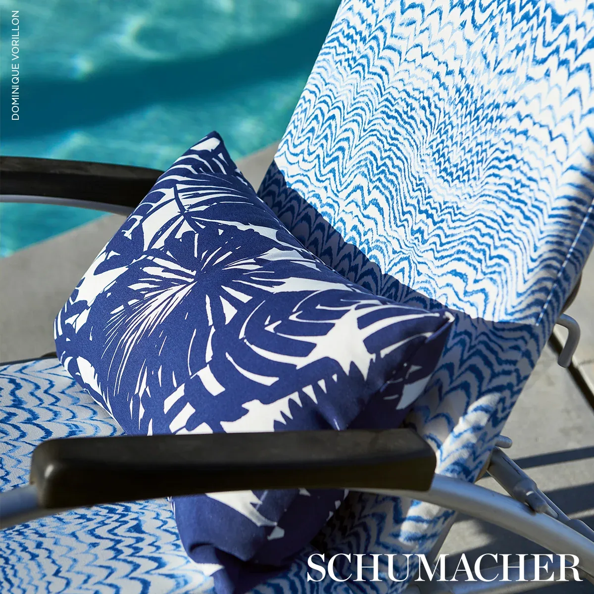 PALISADES PALM INDOOR/OUTDOOR Fabric – INDIGO | Schumacher | PALISADES PALM INDOOR/OUTDOOR fabric INDIGO color by Schumacher