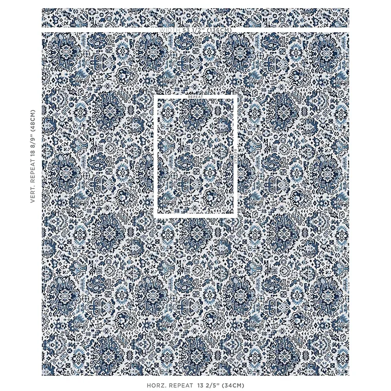 PALLAY ÉPINGLÉ fabric PORCELAIN ON IVORY color by Schumacher