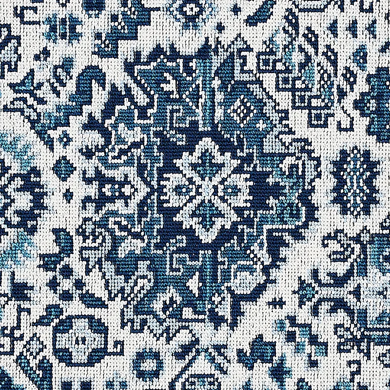 PALLAY ÉPINGLÉ fabric PORCELAIN ON IVORY color by Schumacher
