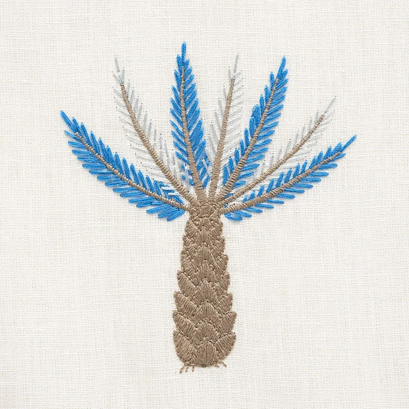 PALMETTO BEACH EMBROIDERY Fabric – BLUE | Schumacher | Wallp PALMETTO BEACH EMBROIDERY fabric BLUE color by Schumacher