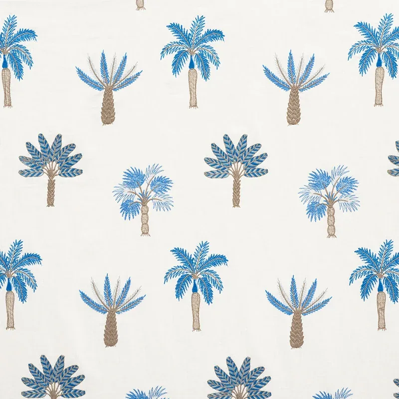 PALMETTO BEACH EMBROIDERY fabric BLUE color by Schumacher