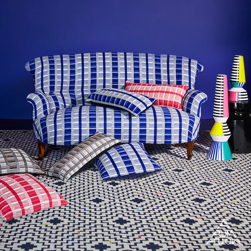 PALOPO HAND WOVEN STRIPE fabric FLAMINGO color by Schumacher