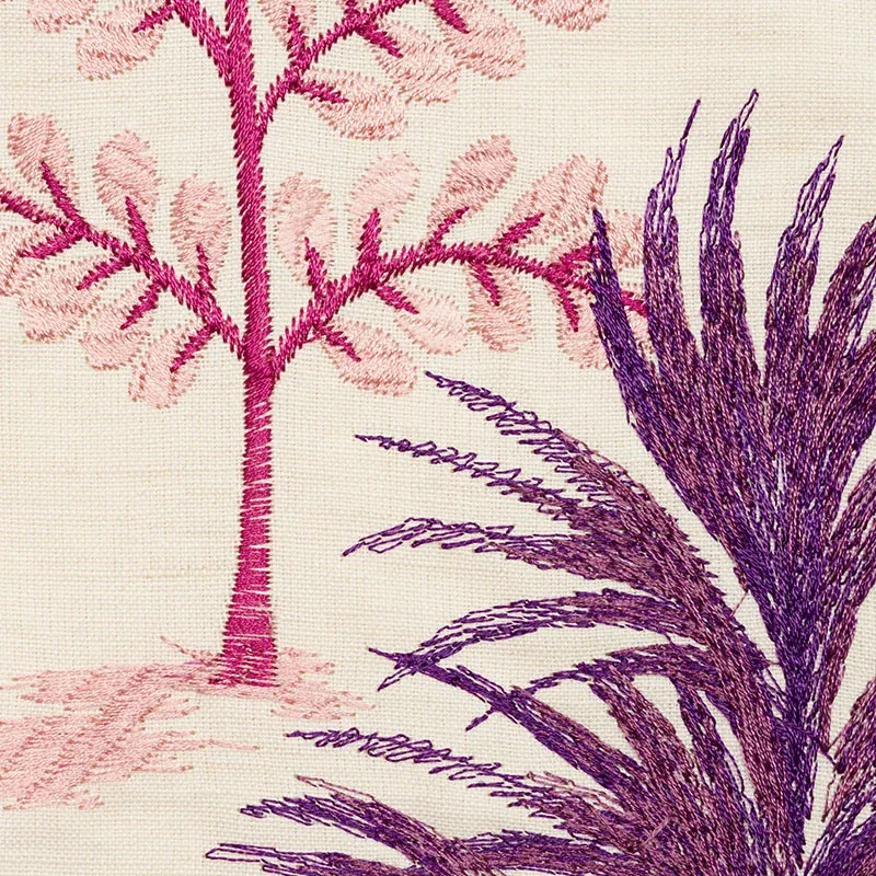 PANDORA EMBROIDERY Fabric – AUBERGINE | Schumacher | Wallpap PANDORA EMBROIDERY fabric AUBERGINE color by Schumacher