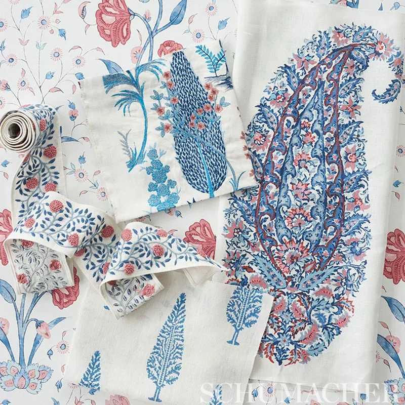 PANDORA EMBROIDERY Fabric – AUBERGINE | Schumacher | Wallpap PANDORA EMBROIDERY fabric AUBERGINE color by Schumacher