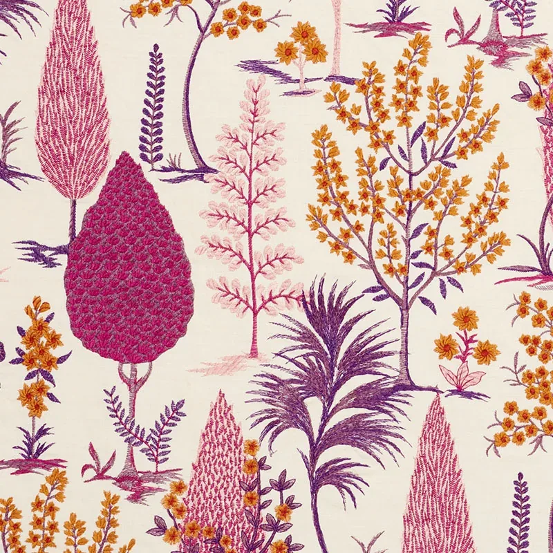 PANDORA EMBROIDERY fabric AUBERGINE color by Schumacher