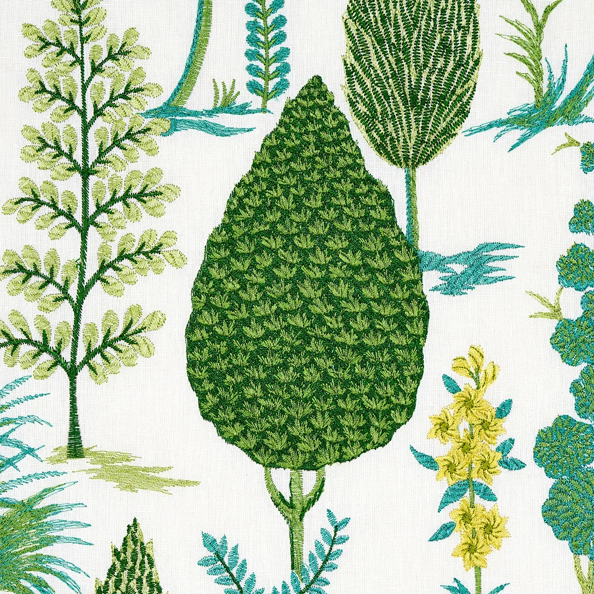 PANDORA EMBROIDERY Fabric – GREEN | Schumacher | Wallpaper T PANDORA EMBROIDERY fabric GREEN color by Schumacher