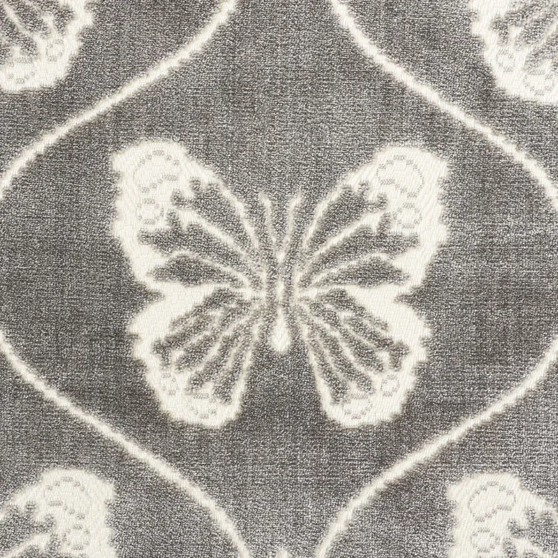 PAPILLON VELVET Fabric – PEWTER | Schumacher | Wallpaper Twi PAPILLON VELVET fabric PEWTER color by Schumacher