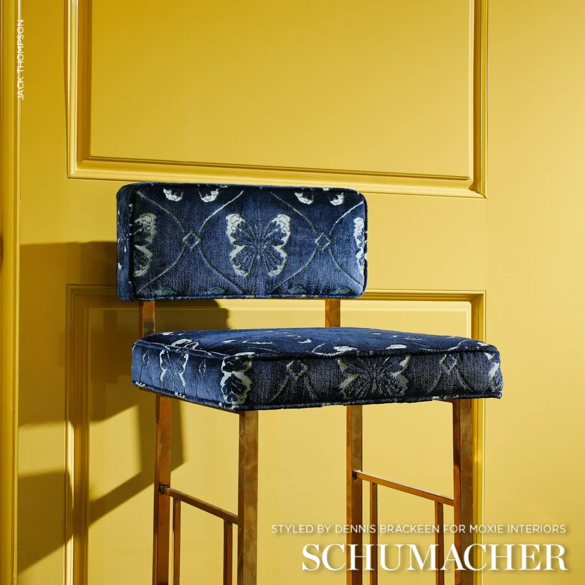 PAPILLON VELVET fabric SAPPHIRE color by Schumacher