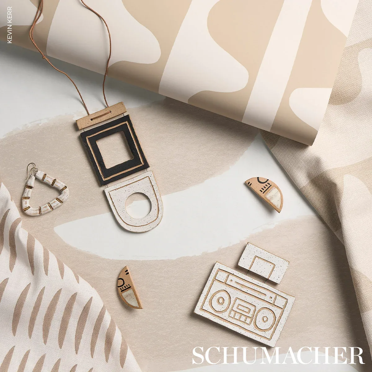 PARABLE HAND BLOCK Fabric – SAND | Schumacher | Wallpaper Tw PARABLE HAND BLOCK fabric SAND color by Schumacher