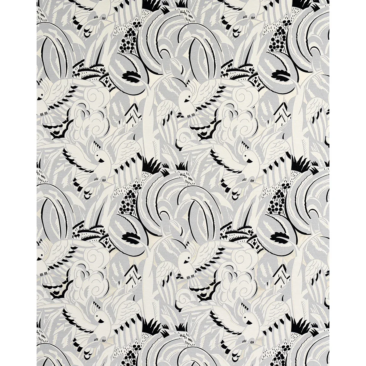 PARROTS MODERNE Fabric – DOVE | Schumacher | Wallpaper Twins PARROTS MODERNE fabric DOVE color by Schumacher
