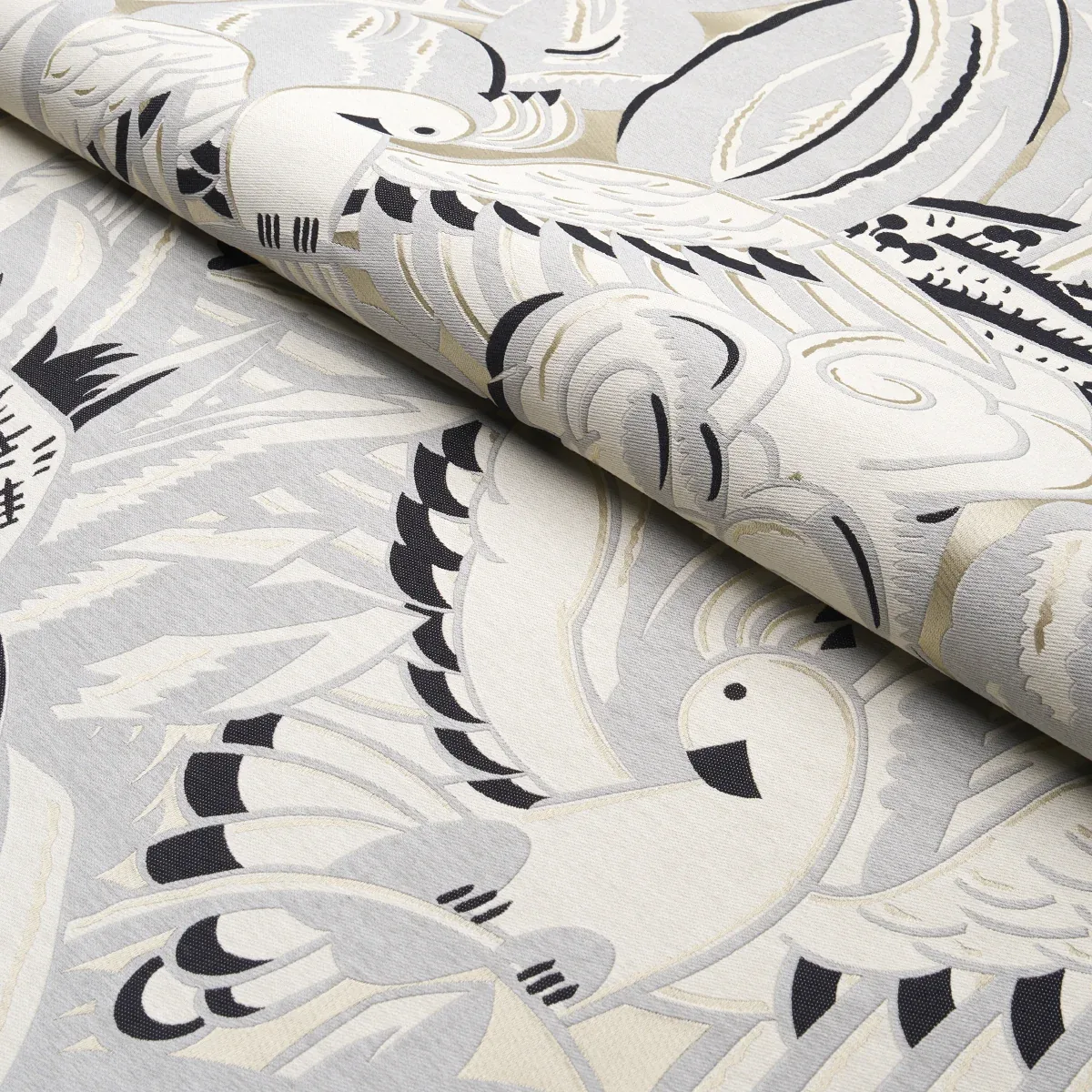 PARROTS MODERNE fabric DOVE color by Schumacher