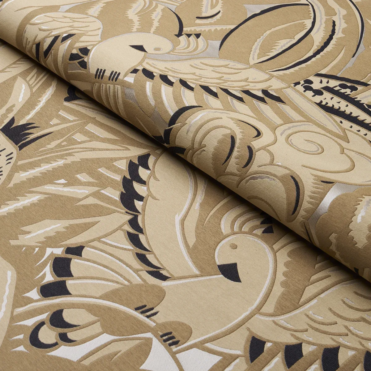 PARROTS MODERNE fabric SANDSTONE color by Schumacher