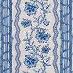 PARVATI FLORAL STRIPE Fabric – DELFT | Schumacher | Wallpape PARVATI FLORAL STRIPE fabric DELFT color by Schumacher