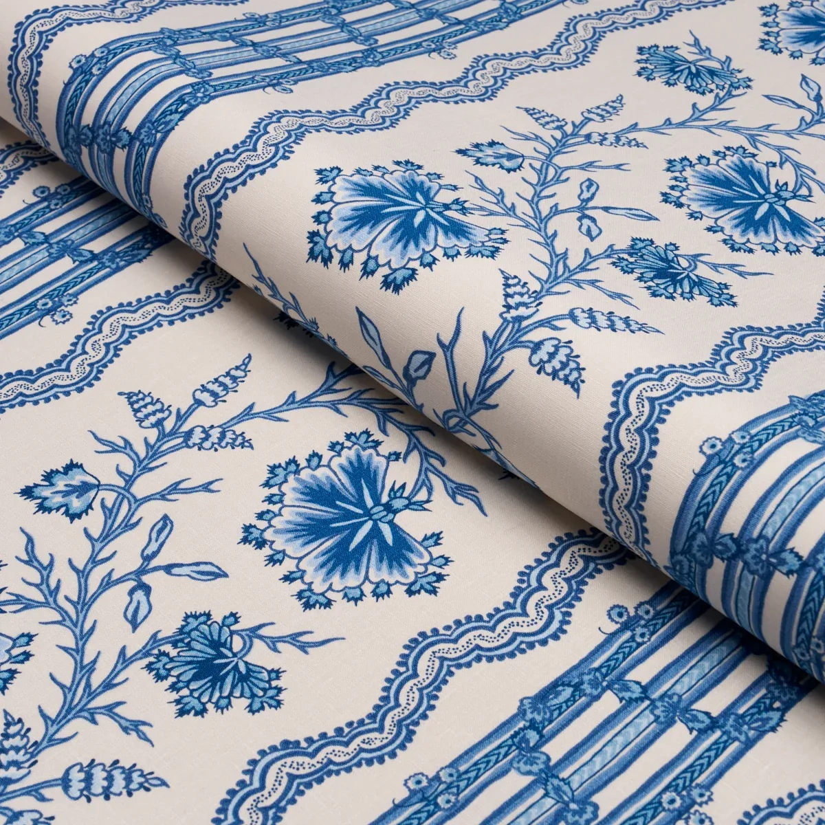PARVATI FLORAL STRIPE Fabric – DELFT | Schumacher | Wallpape PARVATI FLORAL STRIPE fabric DELFT color by Schumacher