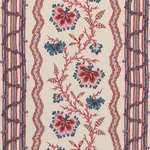 PARVATI FLORAL STRIPE fabric VERMILION color by Schumacher