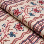 PARVATI FLORAL STRIPE fabric VERMILION color by Schumacher