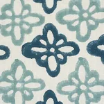 Pattee Hand Block Print Fabric – BLUE | Schumacher | Wallpap Pattee Hand Block Print fabric BLUE color by Schumacher