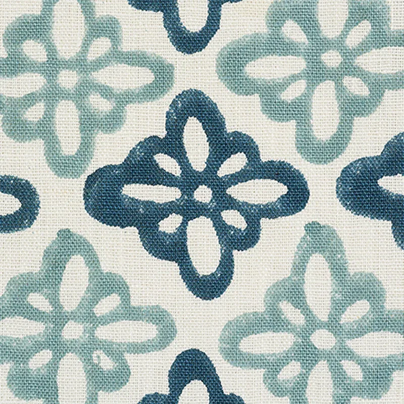 Pattee Hand Block Print Fabric – BLUE | Schumacher | Wallpap Pattee Hand Block Print fabric BLUE color by Schumacher
