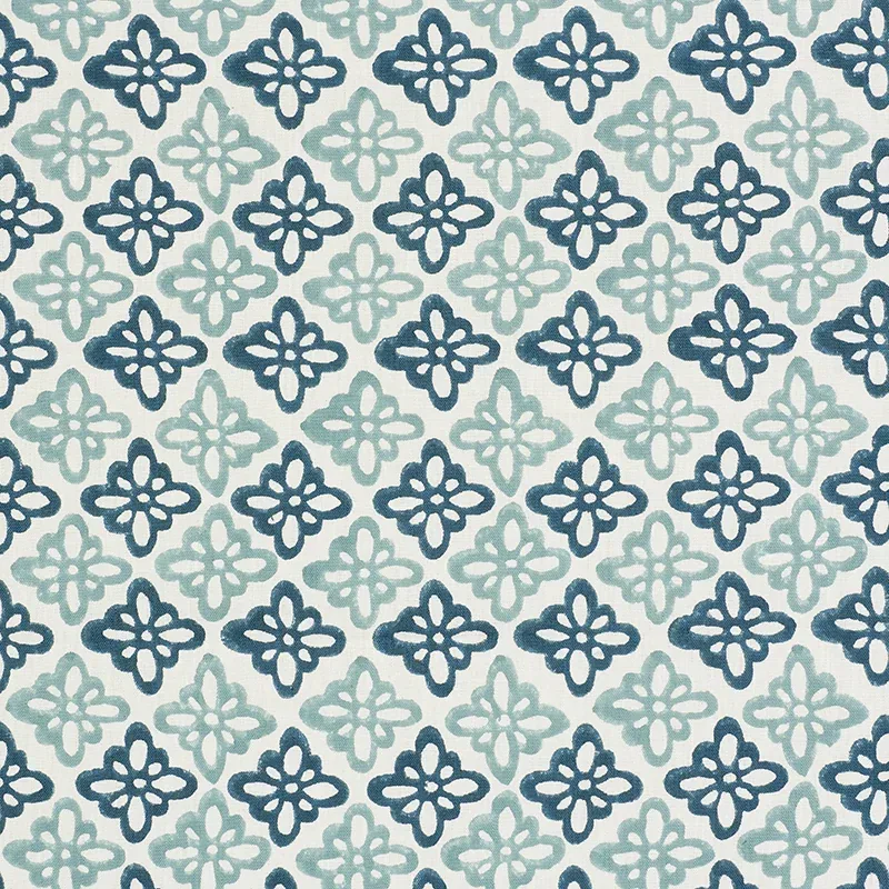 Pattee Hand Block Print fabric BLUE color by Schumacher