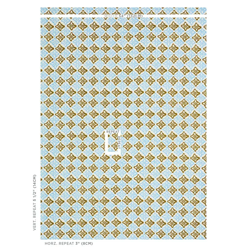 Pattee Hand Block Print fabric KHAKI color by Schumacher