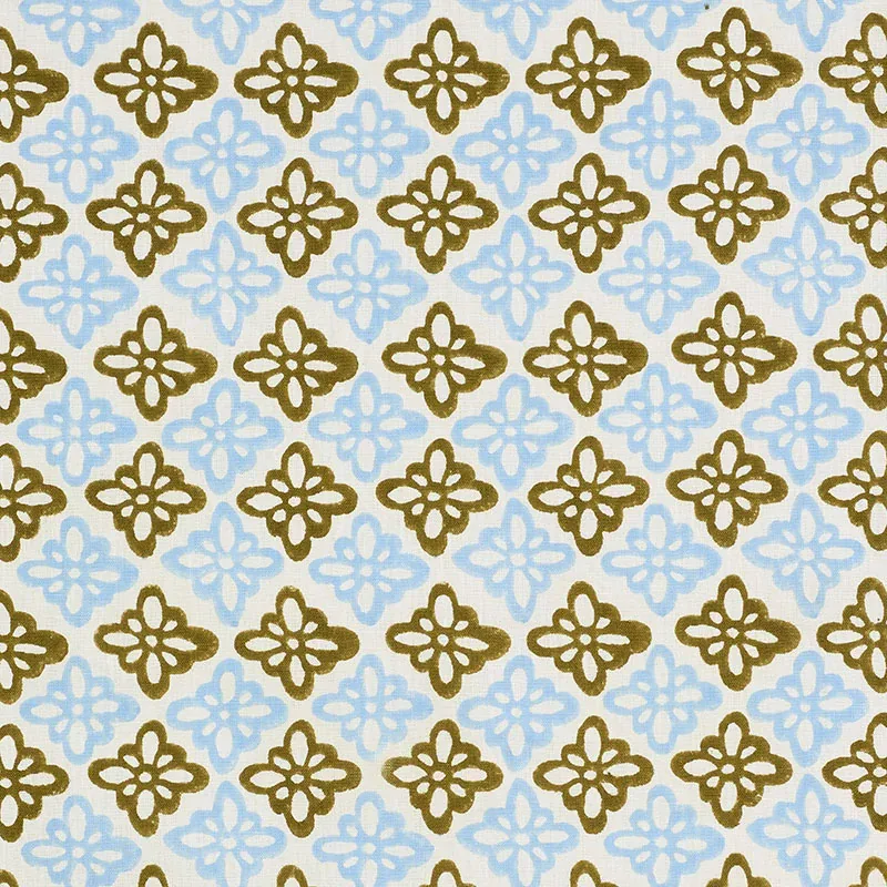 Pattee Hand Block Print fabric KHAKI color by Schumacher