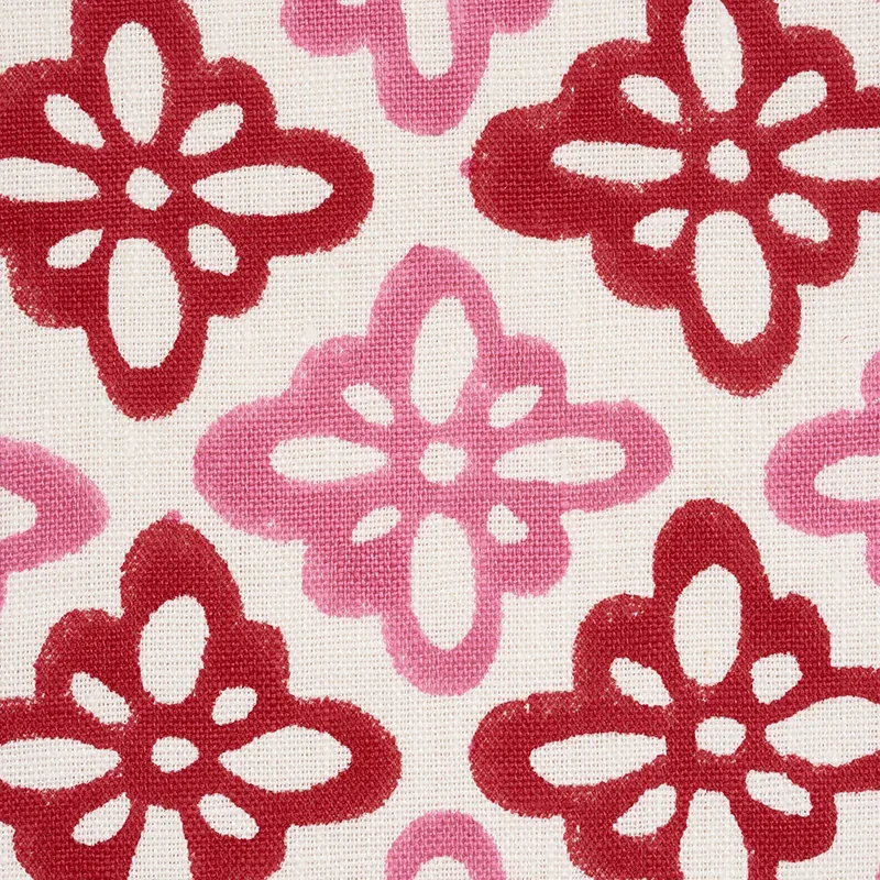 Pattee Hand Block Print fabric PINK color by Schumacher