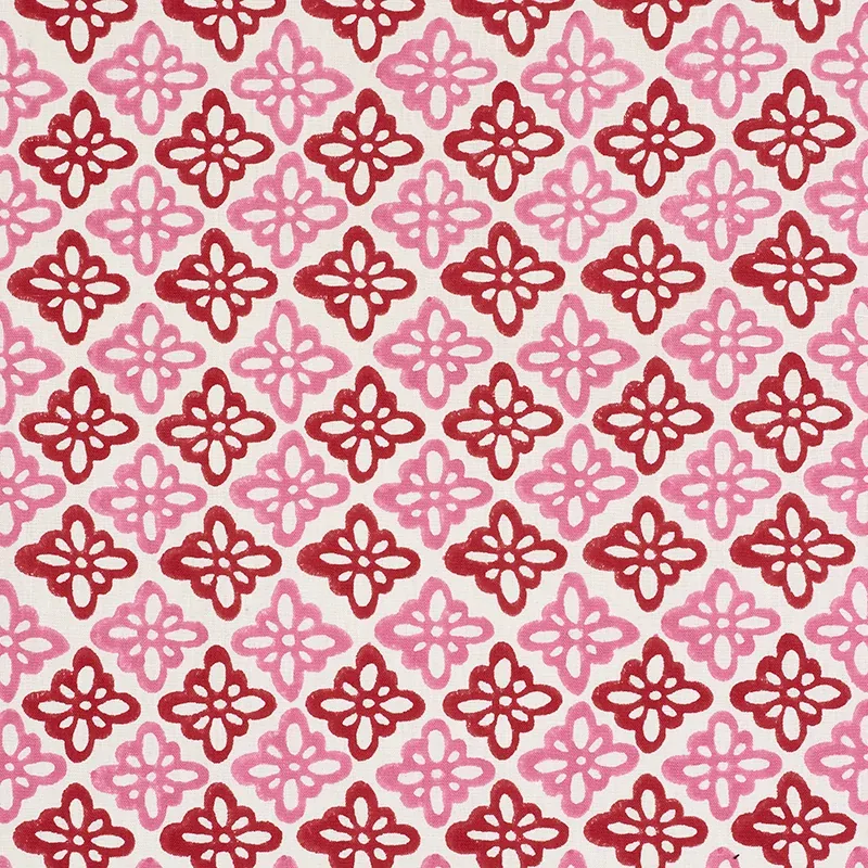 Pattee Hand Block Print fabric PINK color by Schumacher
