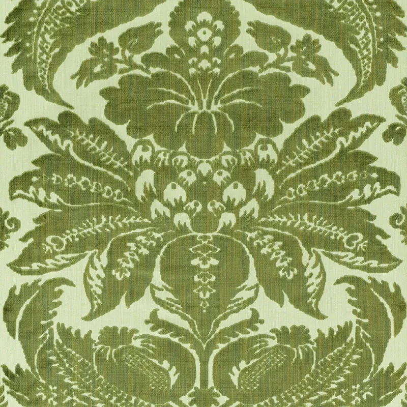 PAVIA SILK VELVET fabric OLIVINE color by Schumacher