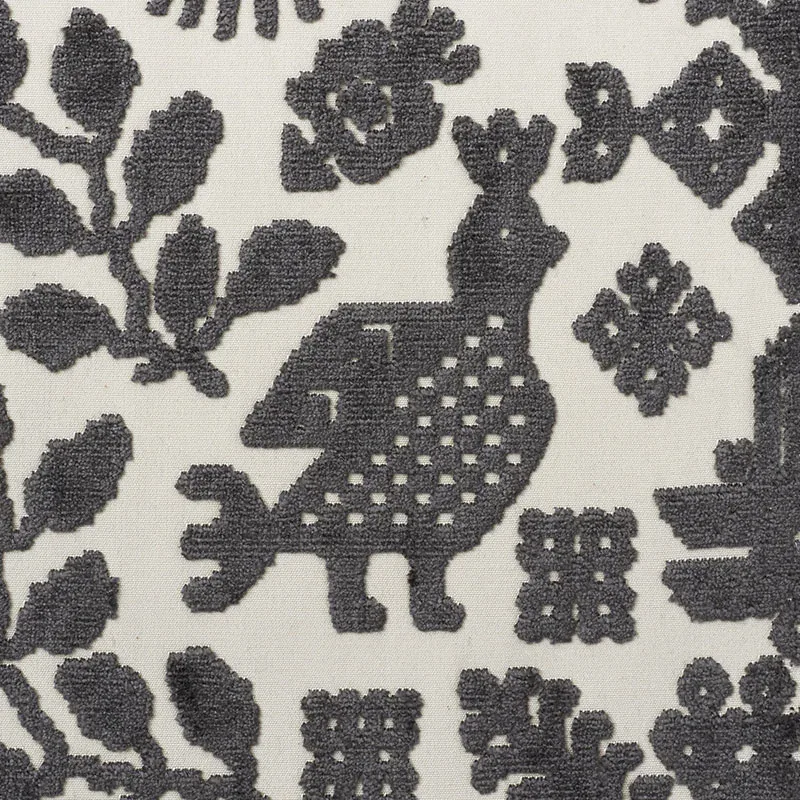PAVONE VELVET Fabric – CARBON | Schumacher | Wallpaper Twins PAVONE VELVET fabric CARBON color by Schumacher