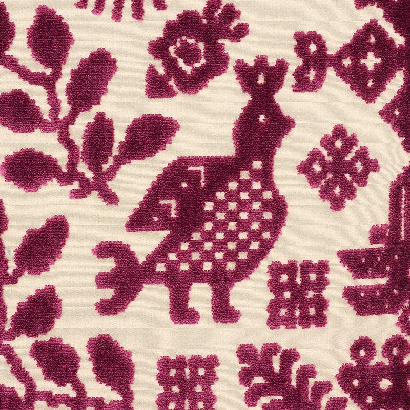 PAVONE VELVET fabric GARNET color by Schumacher