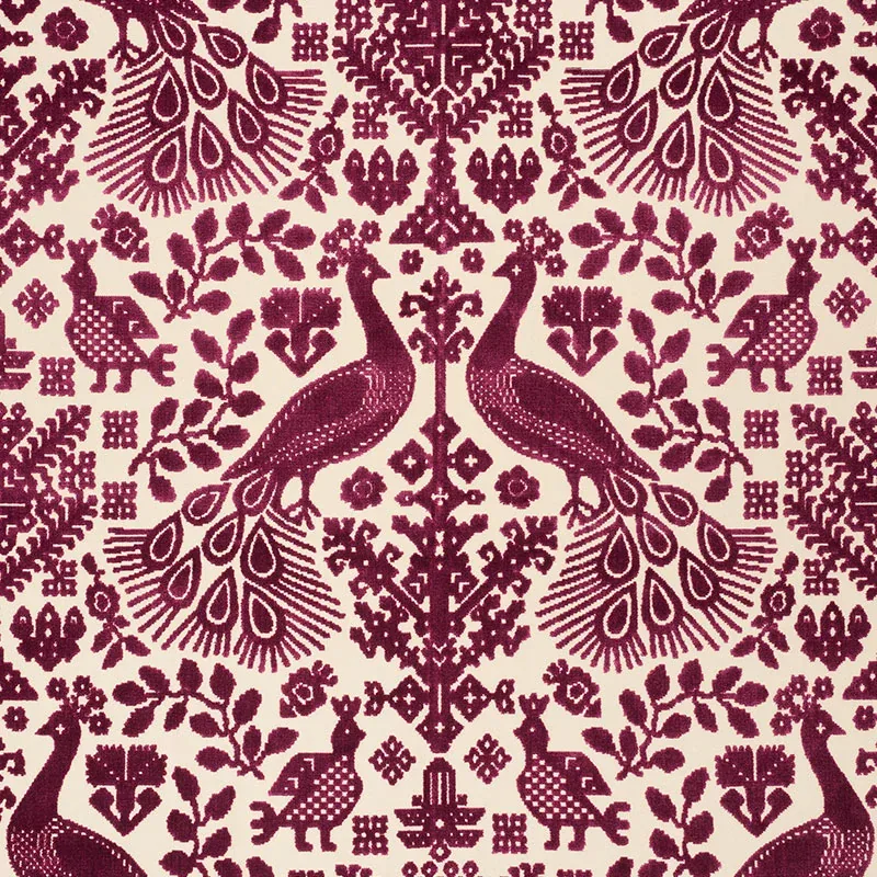 PAVONE VELVET fabric GARNET color by Schumacher