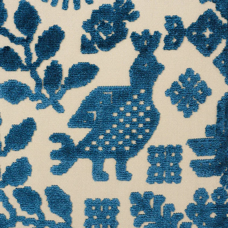 PAVONE VELVET Fabric – PEACOCK | Schumacher | Wallpaper Twin PAVONE VELVET fabric PEACOCK color by Schumacher