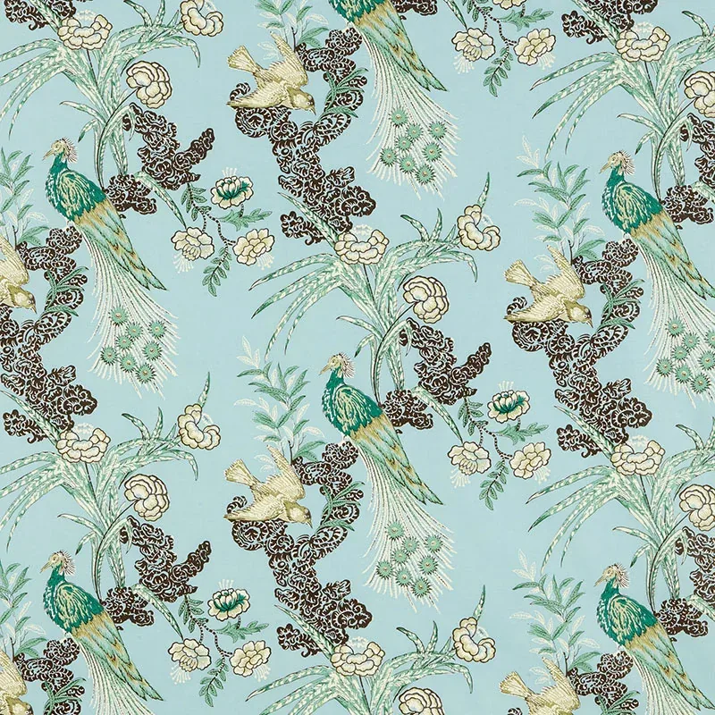 PEACOCK fabric AQUA color by Schumacher