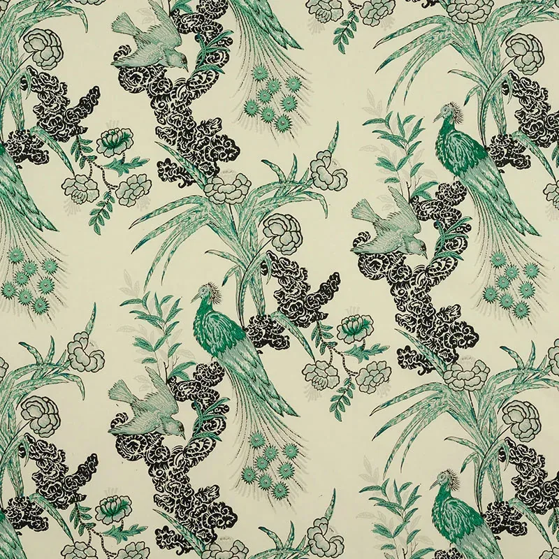 PEACOCK fabric EMERALD color by Schumacher