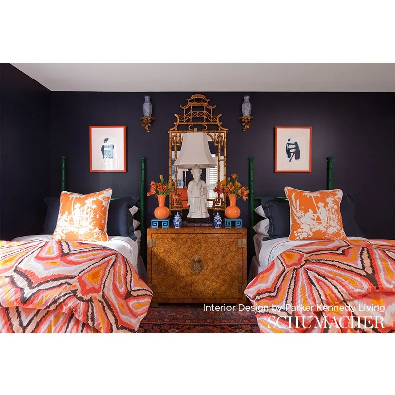 PEACOCK PRINT INDOOR/OUTDOOR fabric DRIFTWOOD color by Schumacher
