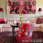 PEACOCK fabric RED color by Schumacher