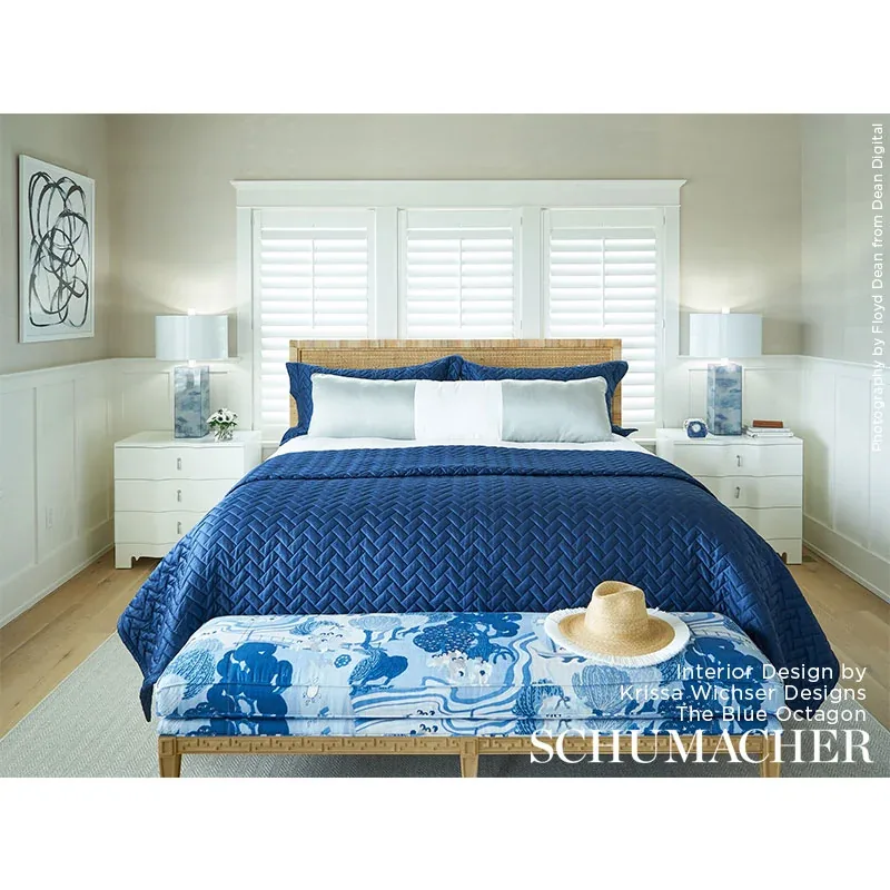 PEARL RIVER Fabric – BLUES | Schumacher | Wallpaper Twins PEARL RIVER fabric BLUES color by Schumacher