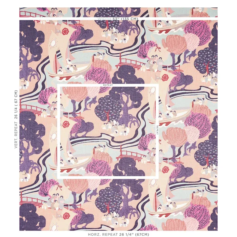PEARL RIVER Fabric – BLUSH | Schumacher | Wallpaper Twins PEARL RIVER fabric BLUSH color by Schumacher